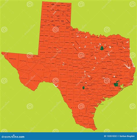 Texas Political Map Political Map Of Texas Illustration With Each