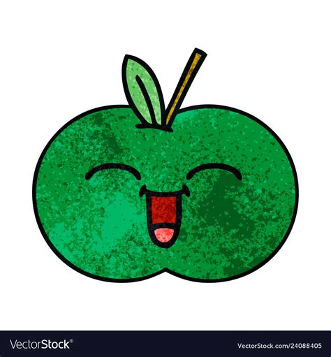 Retro Grunge Texture Cartoon Juicy Apple Vector Image