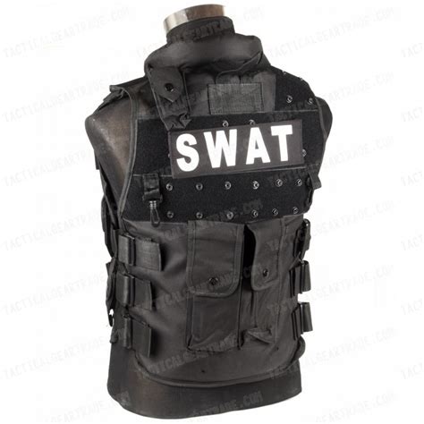Swat Airsoft Wargame Combat Tactical Assault Vest Bk For 2414 In