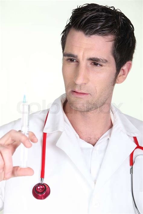 Man With Syringe Stock Image Colourbox