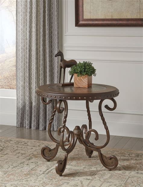 Ashley rafferty round end table probably outrageous beautiful glass and metal coffee tables homesfeed cool artistic one structure with ring shaped stainless steel base black. Rafferty End Table from Ashley (T382-6) | Coleman Furniture