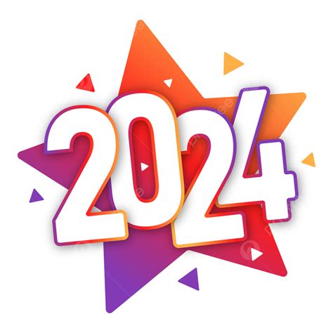 Gambar 2024 Kesan Teks Tahun Baru Dengan Latar Belakang Bentuk Bintang