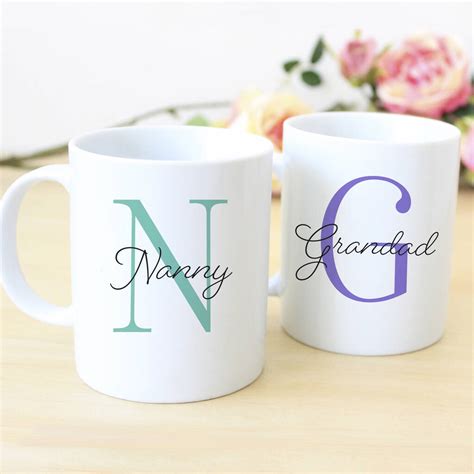 Initial Names Nanny And Grandad Personalised Mug Set By Chips Sprinkles Notonthehighstreet Com