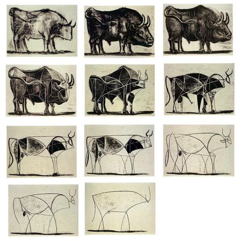 Six Picasso Cow Drawings