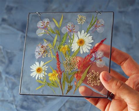 Pressed Flower Art Frame With Wildflowers Resin Art Etsy