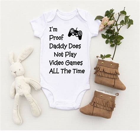 I M Proof Daddy Does Not Play Video Games All The Time Funny Baby Vest