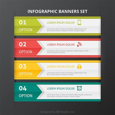 Free Vector Colored Infographic Banners Template Set