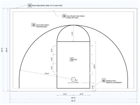 Half Court Basketball Floor 46x30 Kit Modutile Sport Tiles