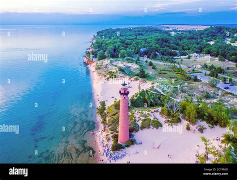 Aerial View Of Little Sable Point Lighthouse Located On Lake Michigan