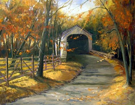 Loux Covered Bridge Painting By Kit Dalton