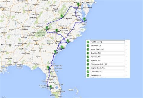 Our Road Trip Plans Itinerary For Driving From Florida To Dc Mapping
