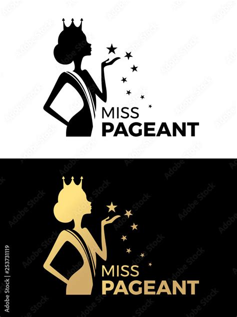 Plakat Miss Pageant Logo Sign With Beauty Queen Wear A Crown And Hold