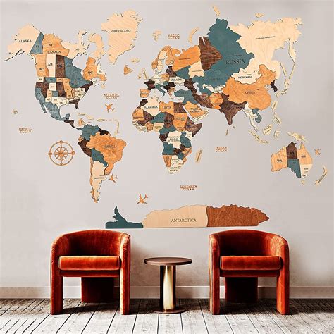 Buy 3d Wood World Map Wall Art Large Wooden World Map Wall Decor
