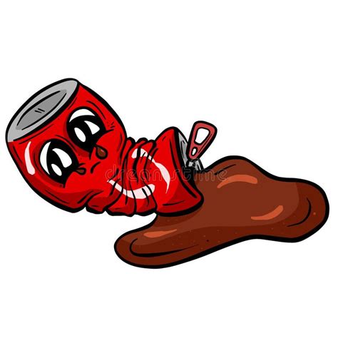 Cartoon Cola Soda Pop Crushed Can Cartoon Vector Illustration Stock