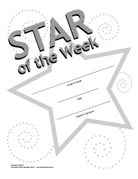 Education World Star Of The Week Award Template In 2023 Star Of The