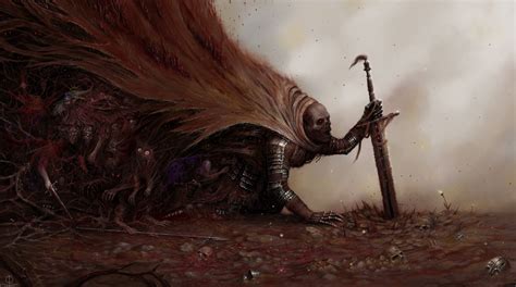 Monster Crawling Wallpaper Fantasy Art Sword Skull Warrior Hd