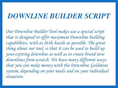 Downline Builder Script
