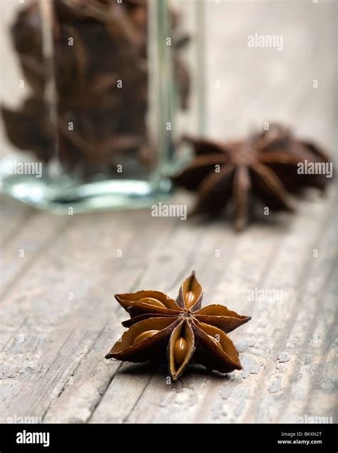 Star Anise With Spice Jar Stock Photo Alamy
