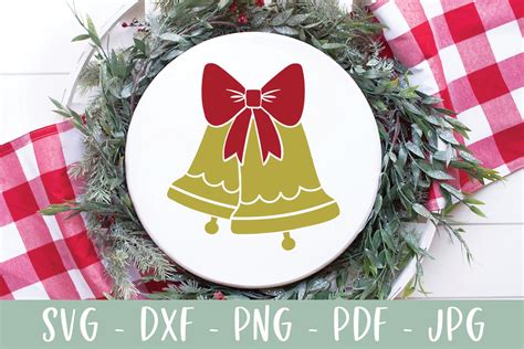 Christmas Bells Svg Cut File Bells With Red Bow