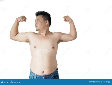 Fat Man Overweight Man With Big Belly On White Background In St Stock