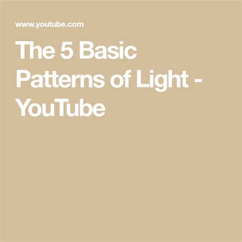 The 5 Basic Patterns Of Light Youtube Light Photography Studio