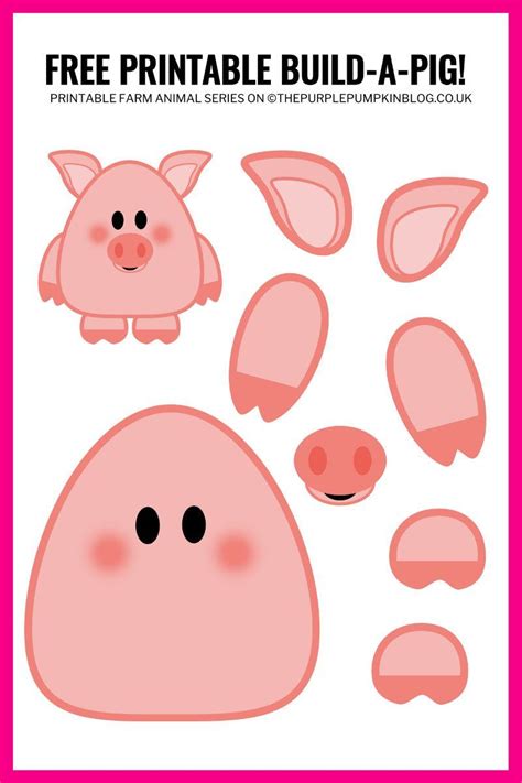 Part Of A Printable Build An Animal Series Popcorn The Pig Is A Free