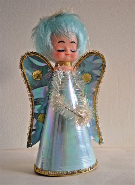 Vintage Angel Christmas Tree Topper Japan Paper Spun Hair Retro 60s