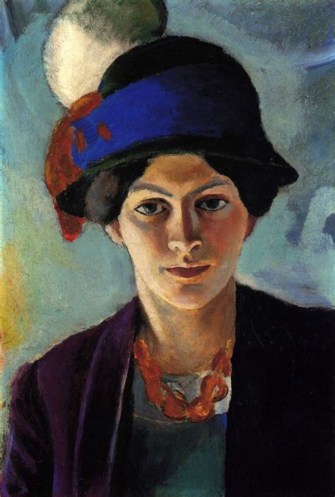 Portrait Of The Artists Wife With A Hat 1909 August Macke Close Up