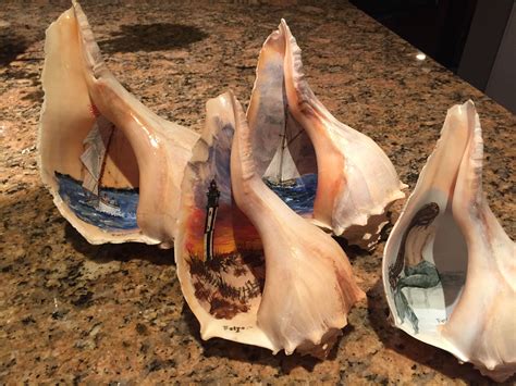 Painted Conch Shells 2017 Sea Glass Crafts Beach House Art