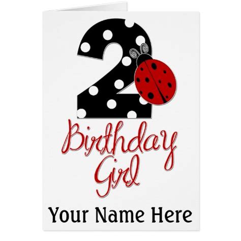 2nd Birthday Girl Ladybug 2 Lady Bug Greeting Card Zazzle