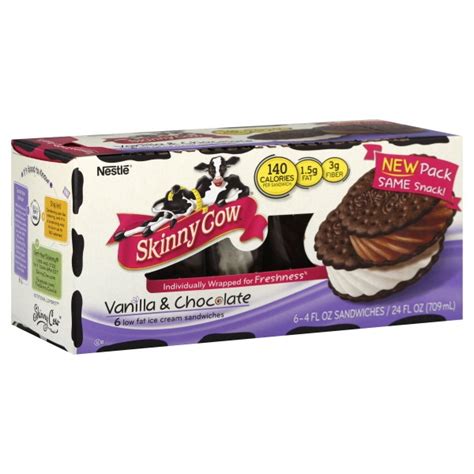 Skinny Cow Ice Cream Sandwiches Vanilla And Chocolate Low Fat 6 Ct