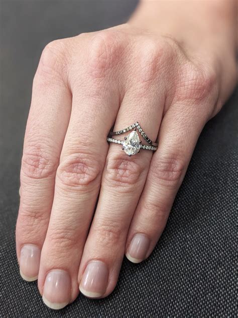 Pear Moissanite Diamond Engagement Ring Art Deco Pear Shaped Etsy