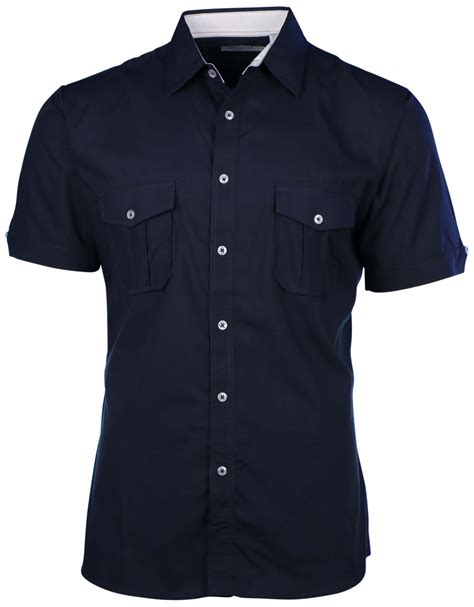 Mojito Collection Kurzärmliges Herrenhemd Mit 2 Taschen Auf Knopfleiste Ebay