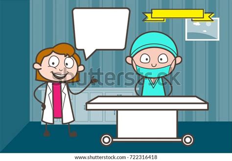 Cartoon Female Doctor Introducing Surgeon Vector Stock Vector Royalty