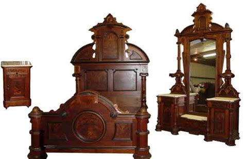 Monumental 3 Pc American Victorian Bedroom Set By Thomas Brooks C