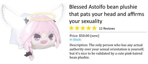 Blessed Astolfo Bean Plushie Haunted Doll That Drinks All Your Pepsi