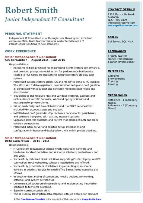 The guide to resume tailoring. Independent IT Consultant Resume Samples | QwikResume
