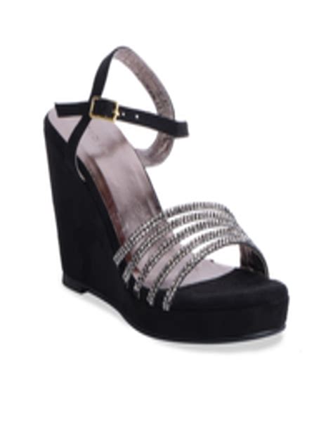 Buy Eridani Black Embellished Wedge Heels Heels For Women 17328536