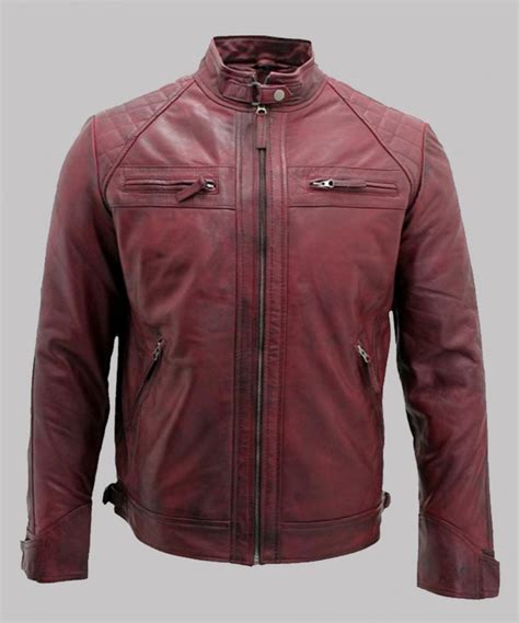 Mens Burgundy Leather Jacket Mens Burgundy Genuine Leather Jacket