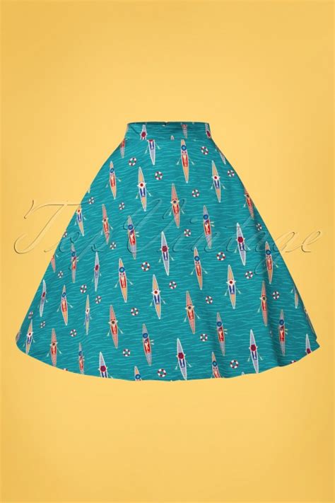 Banned Retro 50s Regatta Girl Swing Skirt In Turquoise