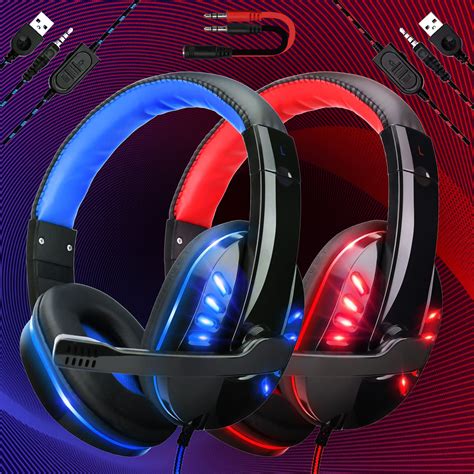 35mm Gaming Headset Mic Led Headphones Stereo Surround For Pc Ps4 Xbox