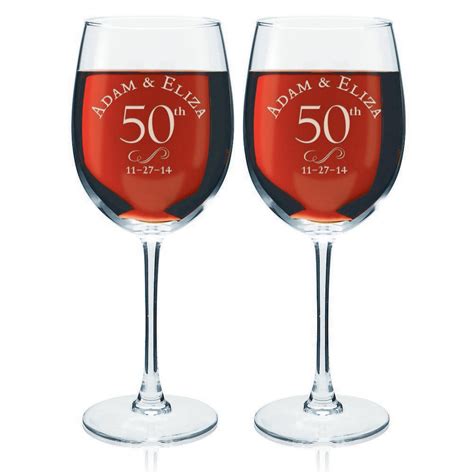 Personalised 50th Anniversary Fusion Wine Glasses Ubicaciondepersonas