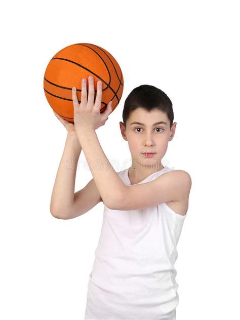 Boy Going To Throw a Basketball Ball Stock Image - Image of caucasian ...
