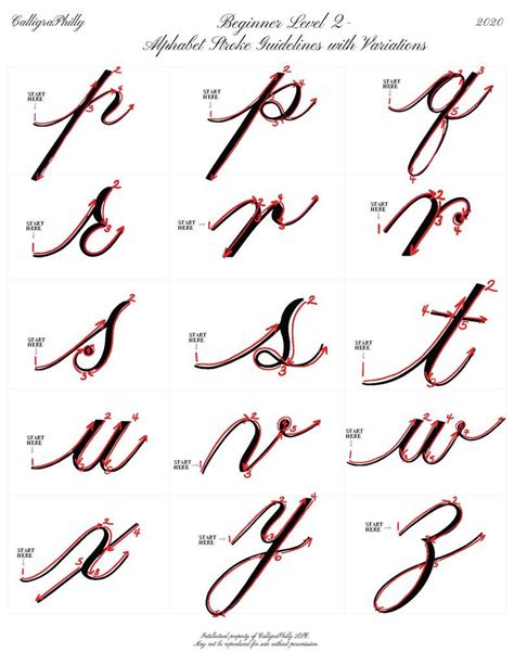 Beginner Level 2 Deluxe Lowercase Copperplate Calligraphy Alphabet
