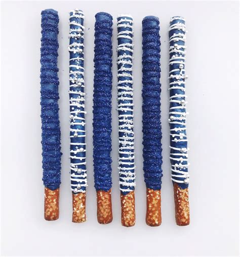 Navy White And Silver Chocolate Covered Pretzel Rods Candy Buffet