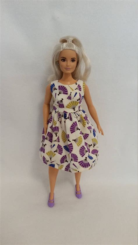 11 12 Curvy Dress Fans On Cream Fits Curvy Barbie Doll Handmade Barbie Doll Clothes Curvy