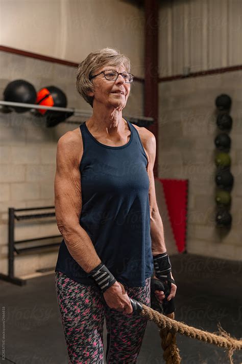 Senior Woman Ropes At Gym By Stocksy Contributor Rzcreative Stocksy