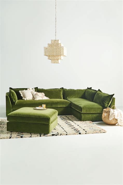 Denver Two Piece L Shaped Sectional Living Room Green Living Room