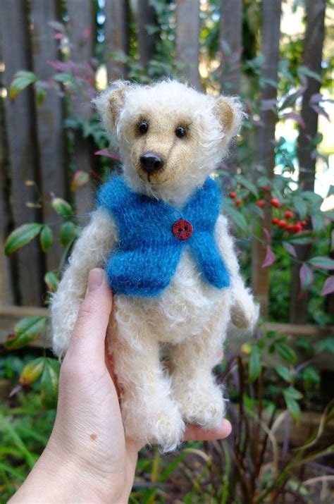 Artist Teddy Bear Mohair White Handmade Ooak Toy Fully Etsy
