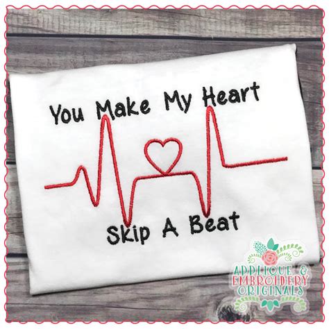 1356 Heart Skips A Beat Embroidery Design Applique And Embroidery Originals